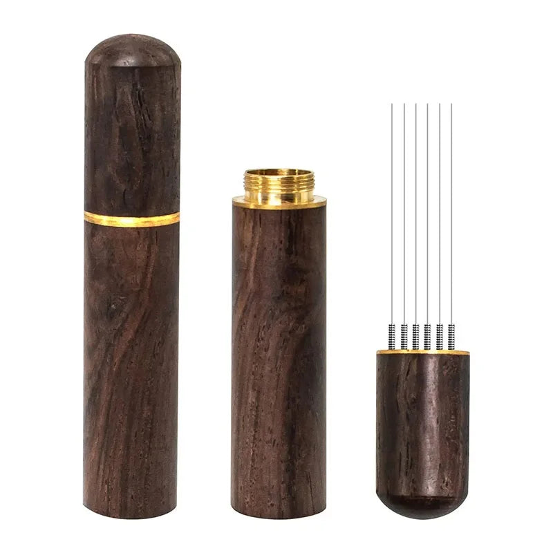 Brewin Needle Distributor – Stainless Steel & Solid Wood Coffee Tamper WDT Tool for Espresso