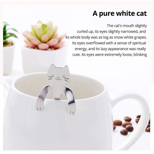 Brewin 4pcs Stainless Steel Mini Cat Spoon Set – Coffee, Tea & Dessert Gadgets