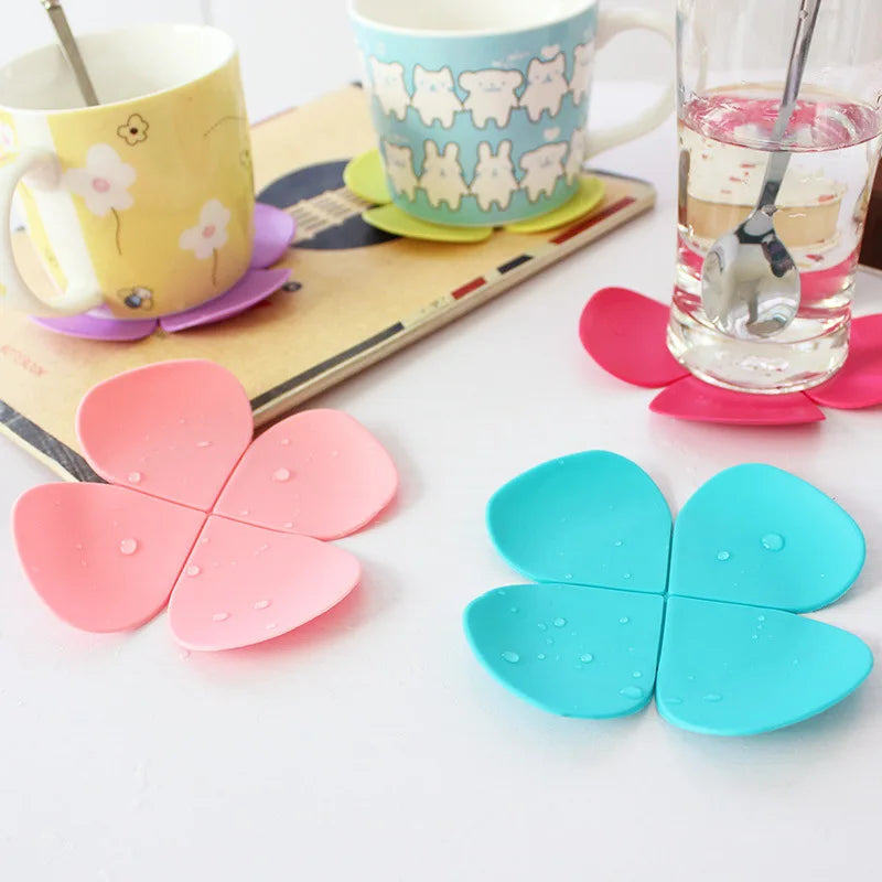 Brewin Lucky Silicone Cup Mat – Colorful Clover Coaster & Cup Holder