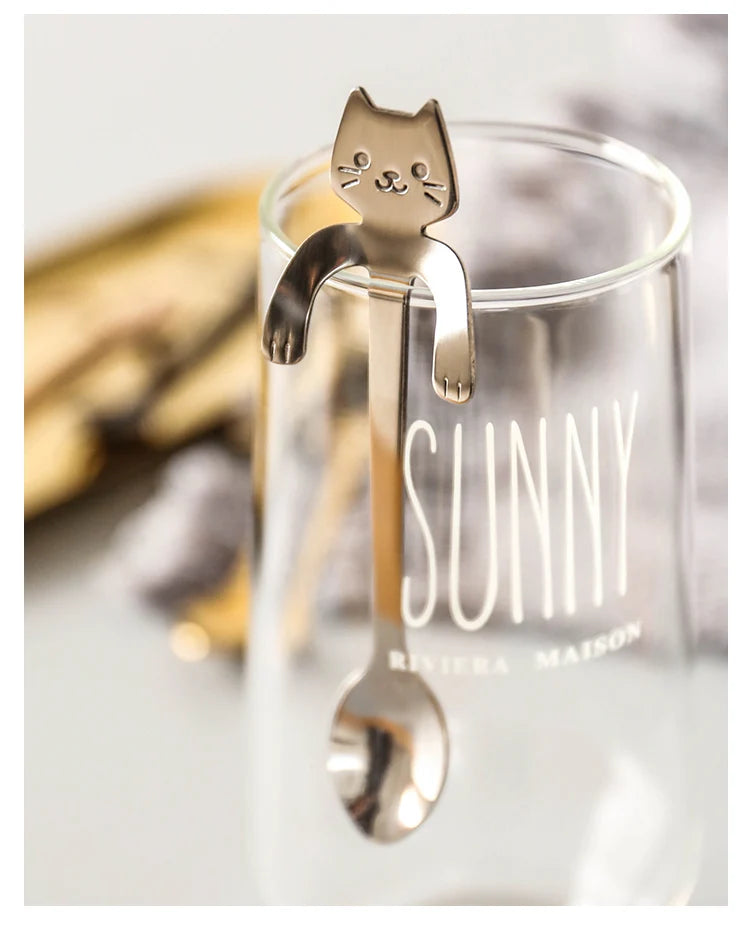 Brewin 4pcs Stainless Steel Mini Cat Spoon Set – Coffee, Tea & Dessert Gadgets