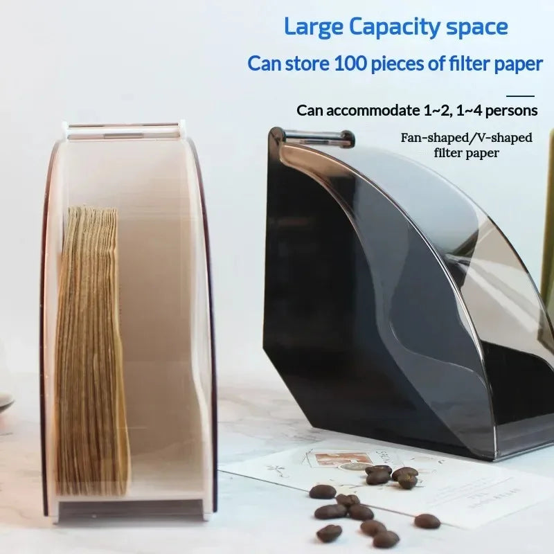 Brewin Hand Drip Coffee Filter Paper Holder – Acrylic Cover Dispenser & Storage Rack for Barista Tools