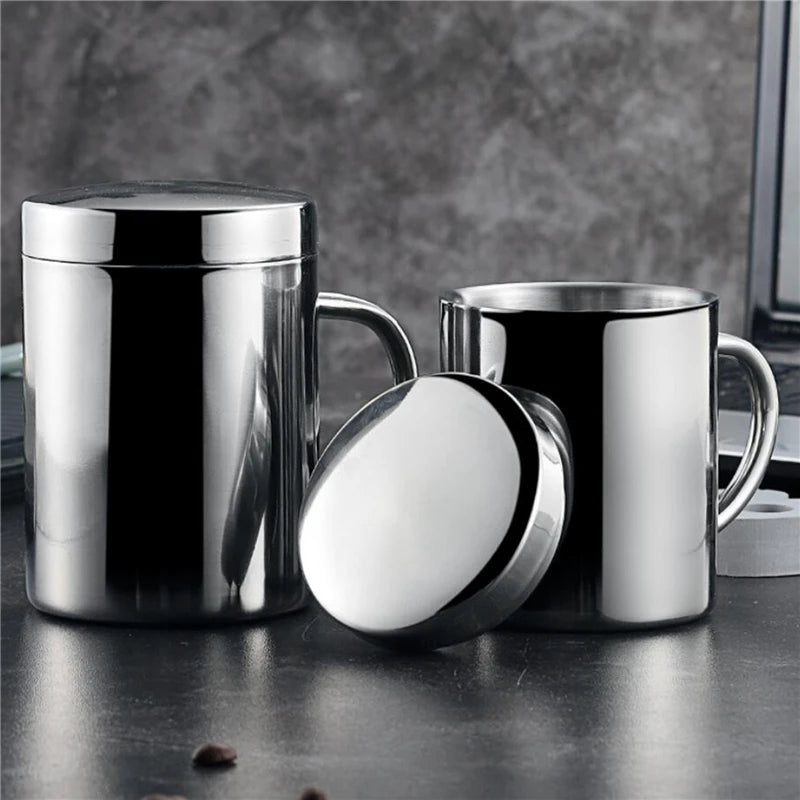 Brewin Double Wall Stainless Steel Coffee Mug with Lid