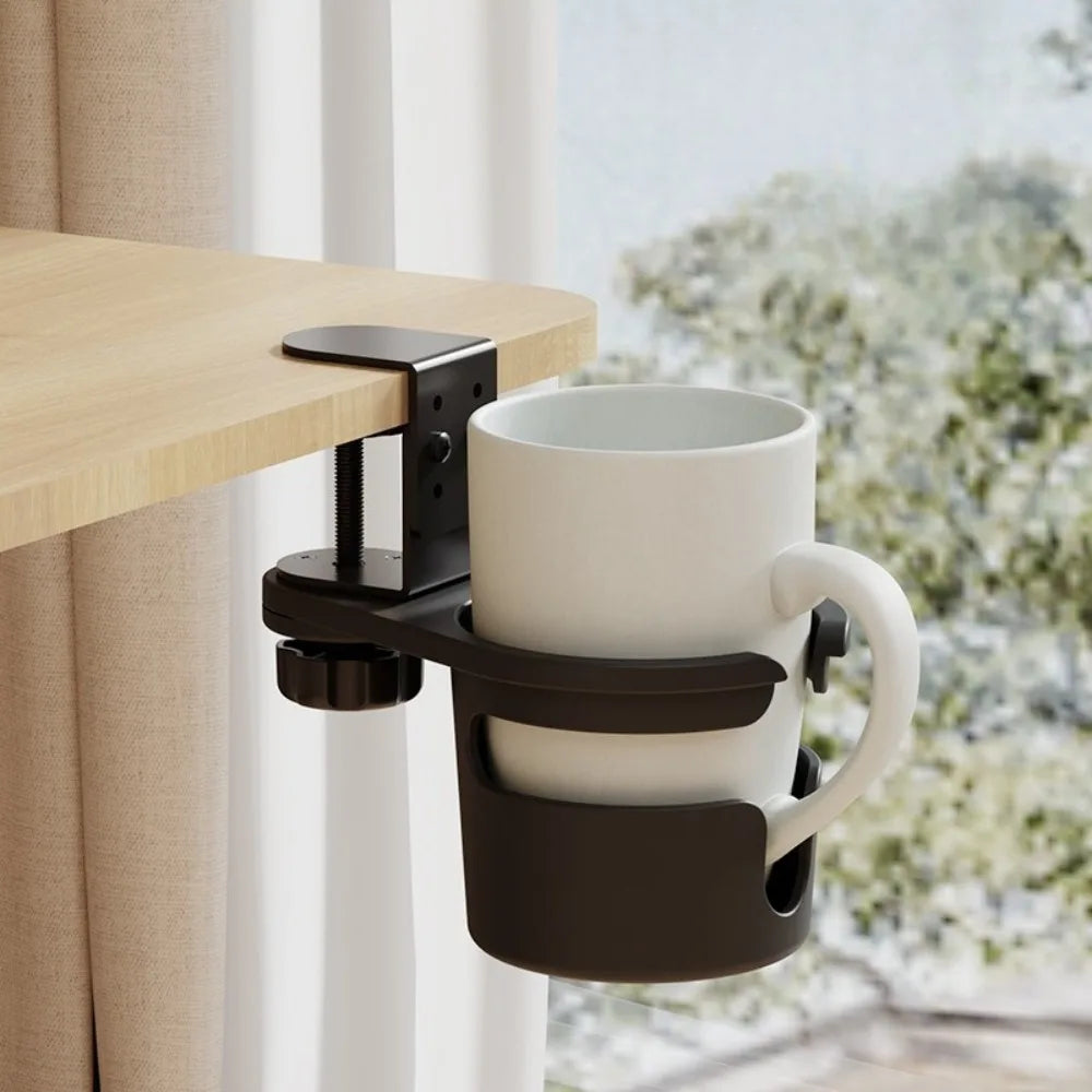 1PC Universal Adjustable 360 Degree Rotating Cup Holder Arm Clamp Stand with Anti Fall Design for Desk Table Edge Coffee Mug
