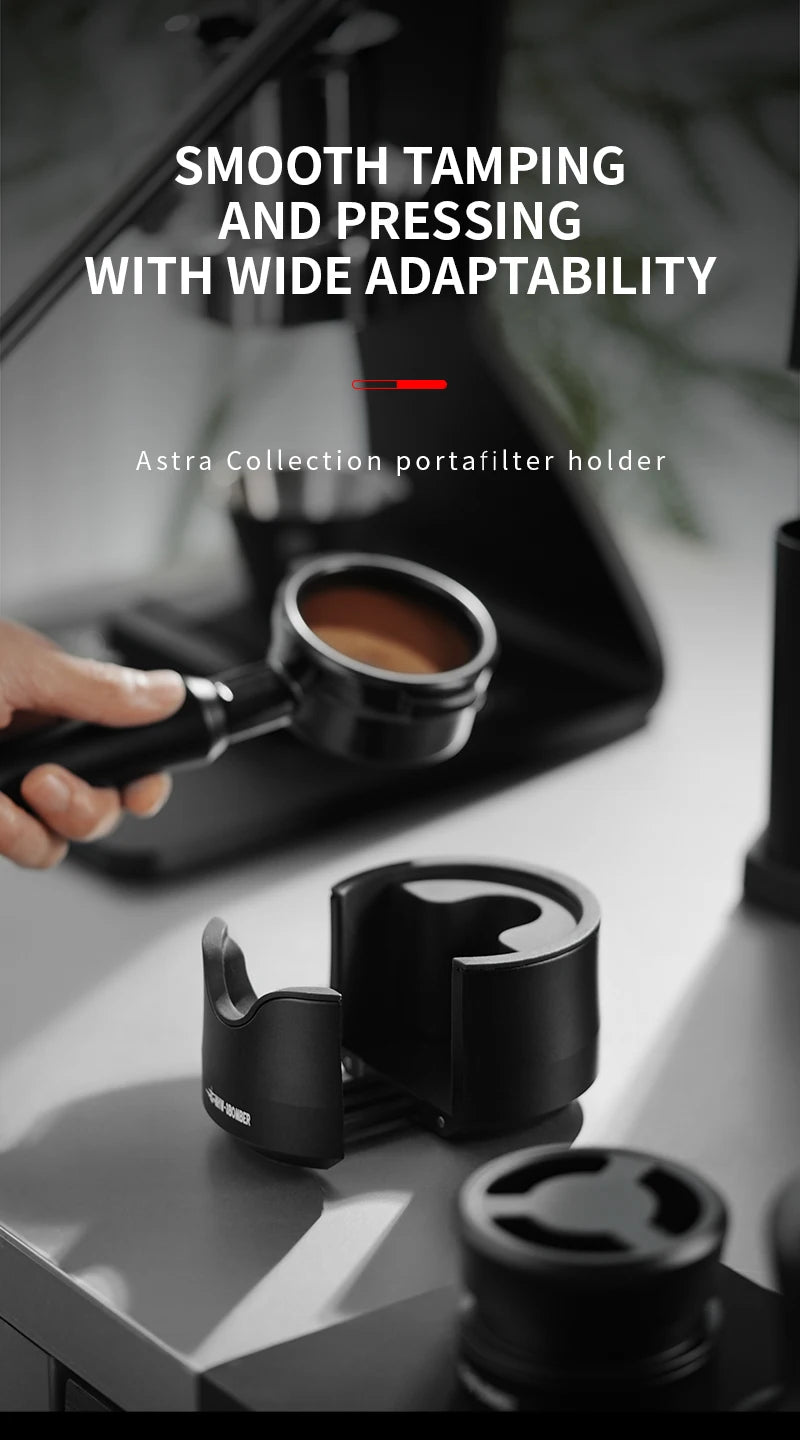 Brewin Adjustable 51/53/58mm Portafilter Holder – Aluminium Alloy Tamping Station for Espresso Coffee