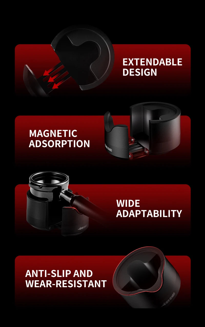 Brewin Adjustable 51/53/58mm Portafilter Holder – Aluminium Alloy Tamping Station for Espresso Coffee