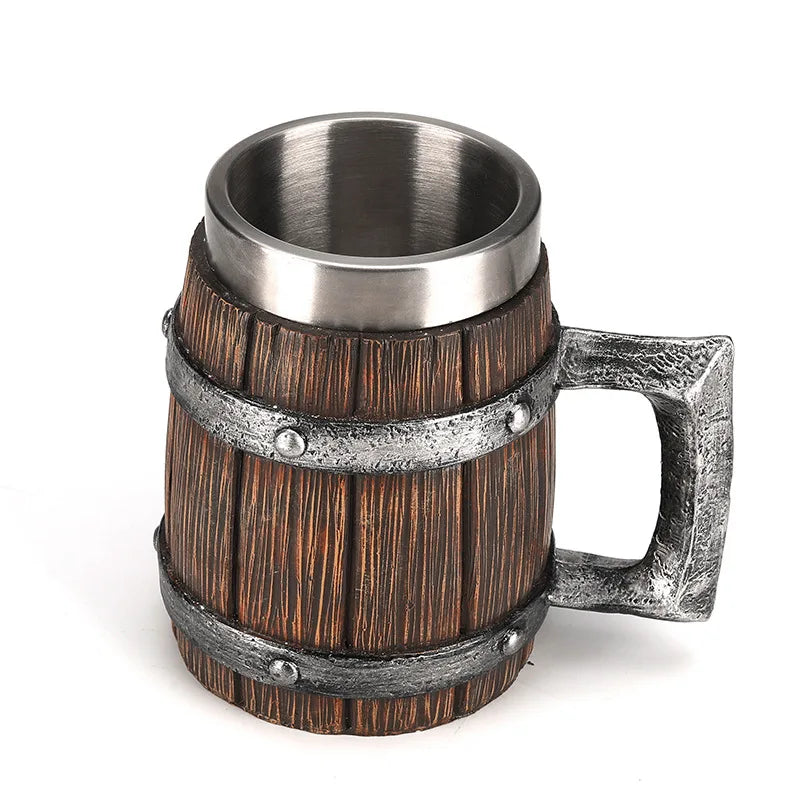 Brewin Wooden Barrel Coffee Mug – 600ml Stainless Steel Liner