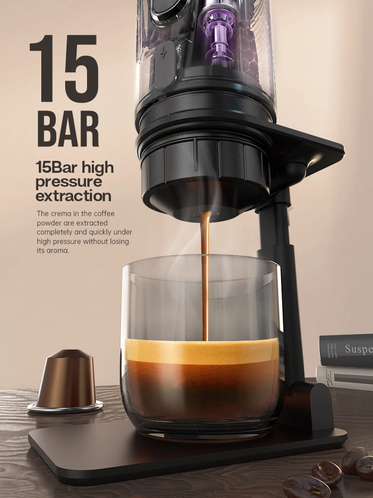 12V Portable Espresso Coffee Maker | Compatible with Nespresso, Dolce Gusto Pods & Coffee Powder