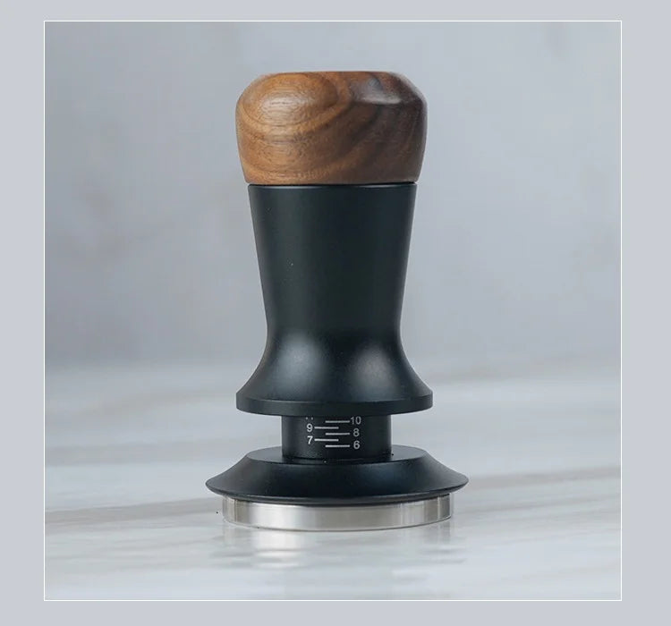 Brewin Adjustable Espresso Coffee Tamper - Walnut Handle , Spring Design, 304 Stainless Steel Base