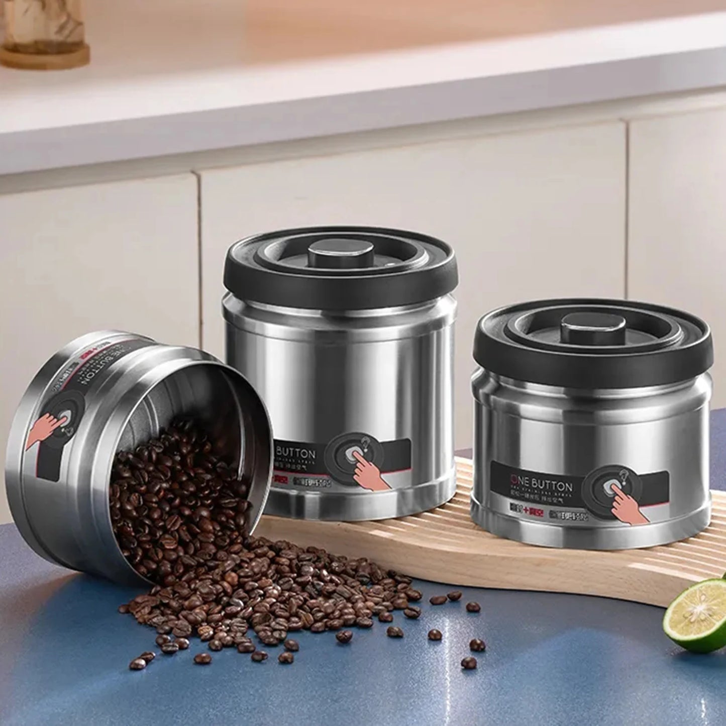 304 Stainless Steel Vacuum Sealed Coffee Bean Canister – 1600ml