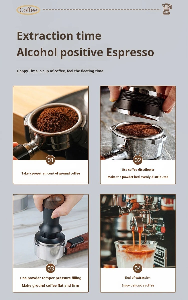 Brewin Adjustable Espresso Coffee Tamper - Walnut Handle , Spring Design, 304 Stainless Steel Base