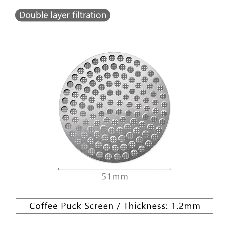Brewin Reusable Coffee Puck Screen – 51/53/58mm 304 Stainless Steel Double Layer Espresso Filter