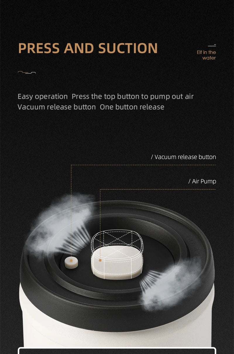 Brewin Manual Vacuum Coffee Storage Container Stainless Steel Airtight Container