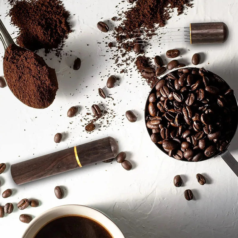 Brewin Needle Distributor – Stainless Steel & Solid Wood Coffee Tamper WDT Tool for Espresso