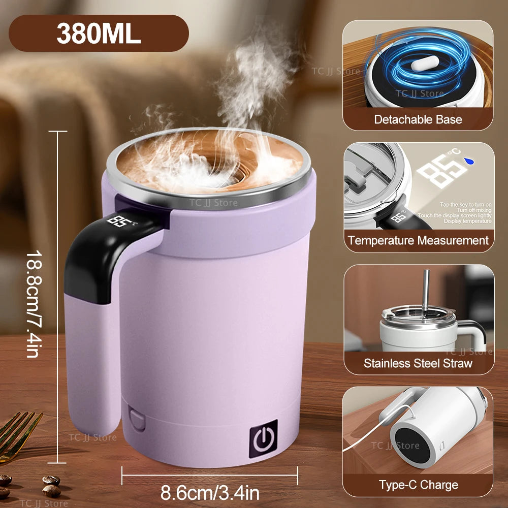 380 ml Stainless Stee Rechargeable Stirring Mug | Magnetic Mixer