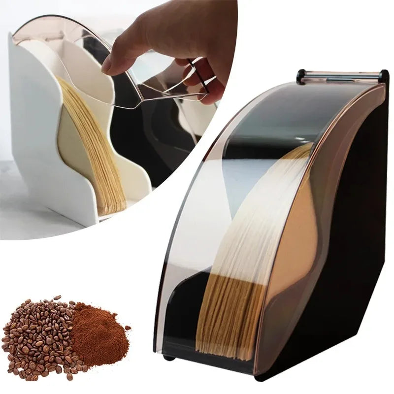 Brewin Hand Drip Coffee Filter Paper Holder – Acrylic Cover Dispenser & Storage Rack for Barista Tools