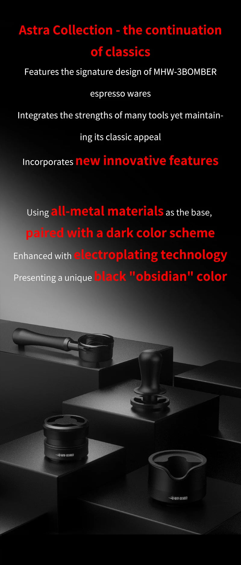 Brewin Adjustable 51/53/58mm Portafilter Holder – Aluminium Alloy Tamping Station for Espresso Coffee