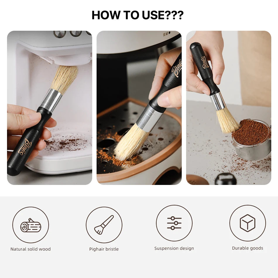 Brewin Vintage Coffee Brush – Solid Wood Grinder & Espresso Machine Cleaning Tool