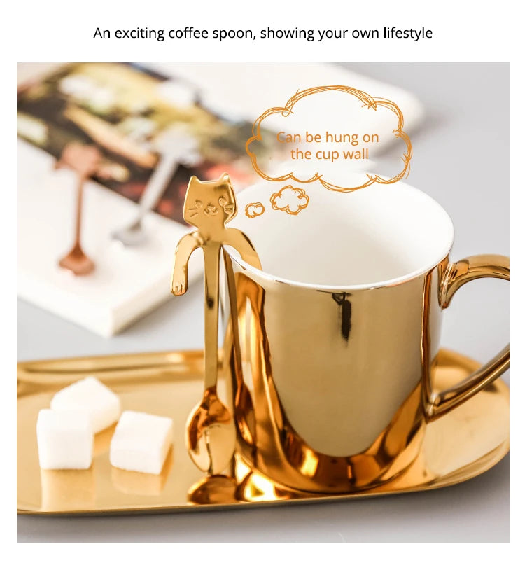 Brewin 4pcs Stainless Steel Mini Cat Spoon Set – Coffee, Tea & Dessert Gadgets