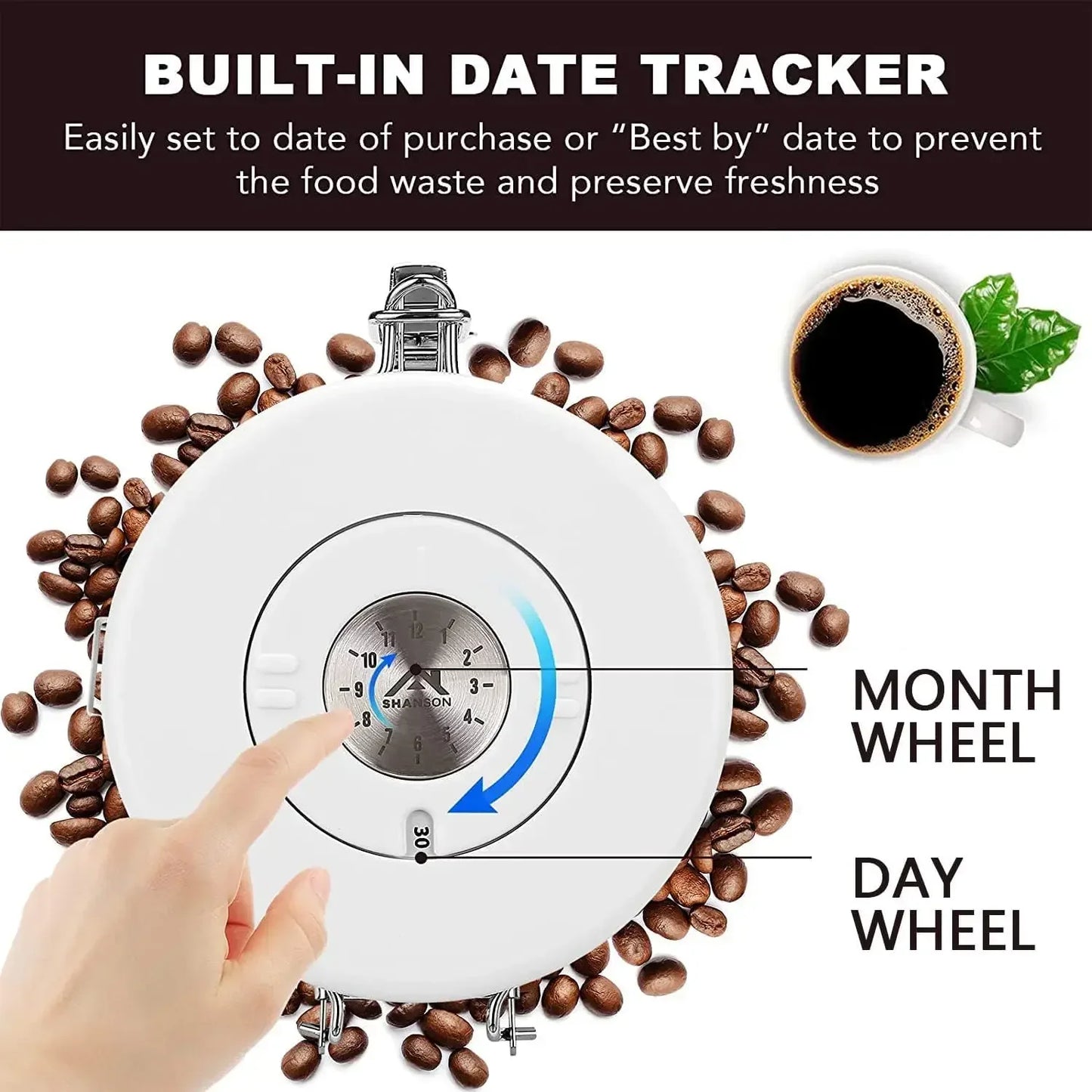 1800ml Coffee Canister Airtight 22oz Coffee Container Stainless Steel Coffee Bean Storage Container with Scoop for Beans Black