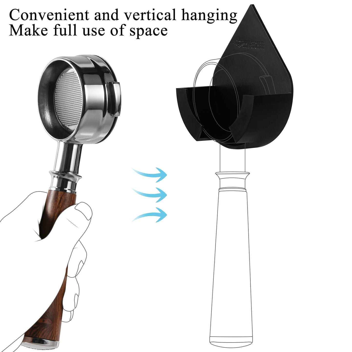 Brewin Coffee Portafilter Wall Rack Holder Station- Universal Stand for 51–58mm Portafilters