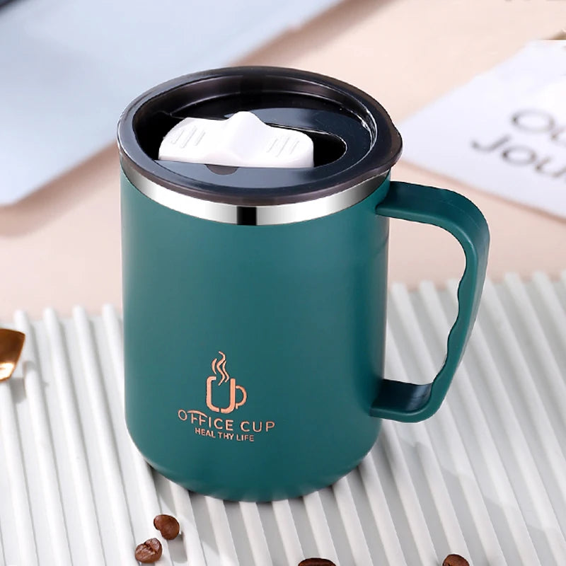 Brewin 500ml Double Wall Stainless Steel Coffee Mug with Handle & Lid