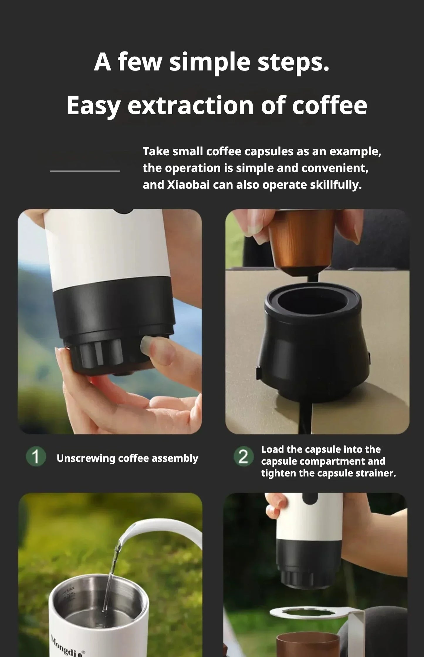 Brewin 3-in-1 Portable Coffee Maker – with Digital Display | USB-Rechargeable