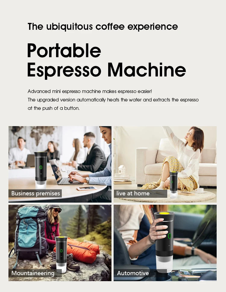 2025 Upgraded 3-in-1 20 Bar Wireless Electric Portable Espresso Machine – Type-C Charging