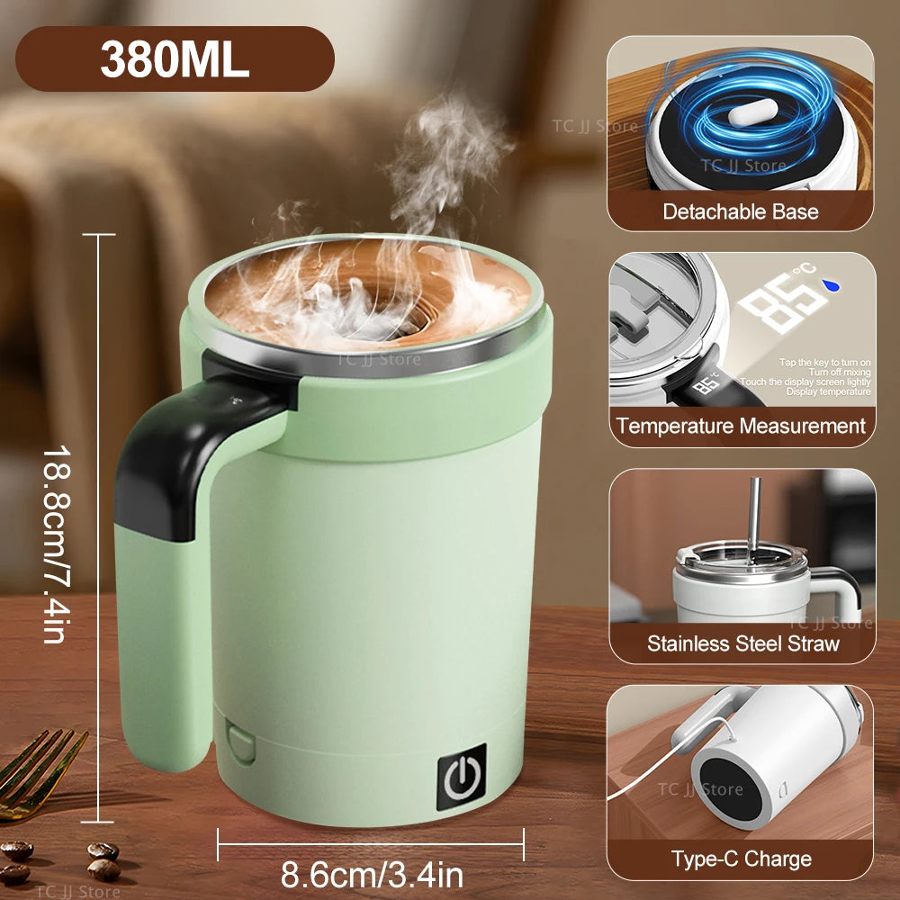 380 ml Stainless Stee Rechargeable Stirring Mug | Magnetic Mixer