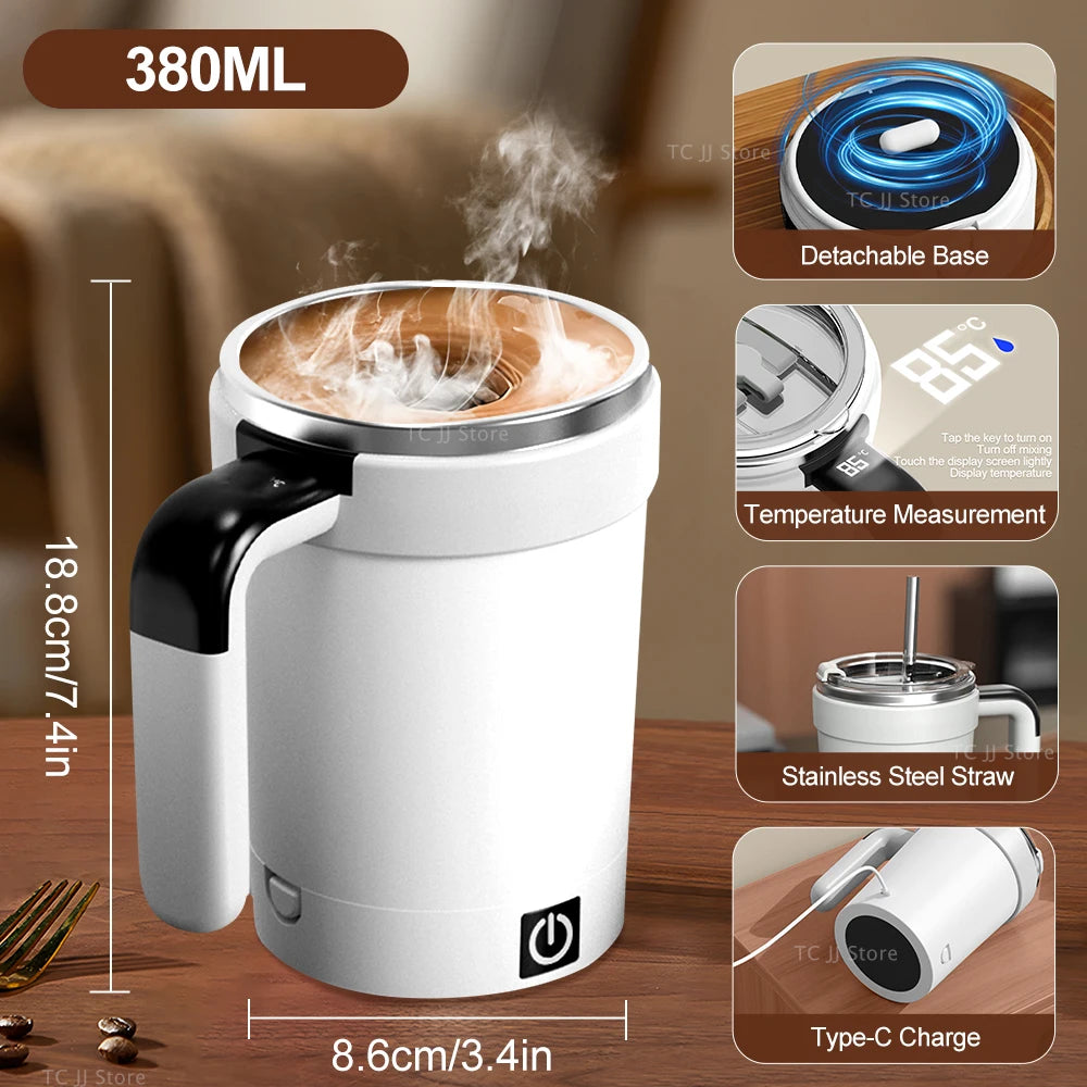 380 ml Stainless Stee Rechargeable Stirring Mug | Magnetic Mixer