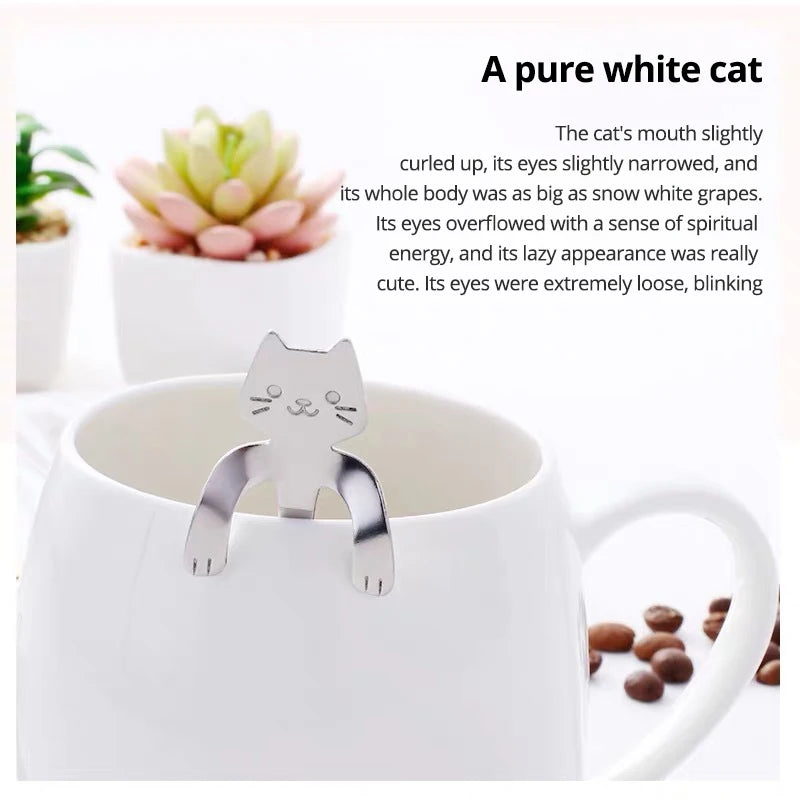 Brewin 4pcs Stainless Steel Mini Cat Spoon Set – Coffee, Tea & Dessert Gadgets