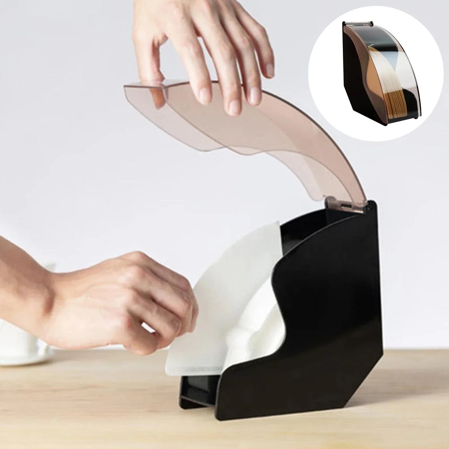 Brewin Hand Drip Coffee Filter Paper Holder – Acrylic Cover Dispenser & Storage Rack for Barista Tools