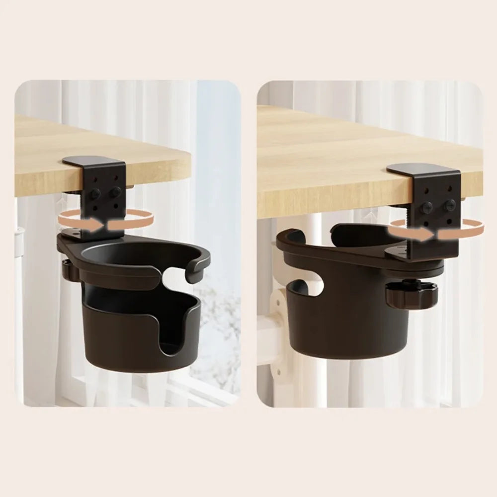 1PC Universal Adjustable 360 Degree Rotating Cup Holder Arm Clamp Stand with Anti Fall Design for Desk Table Edge Coffee Mug