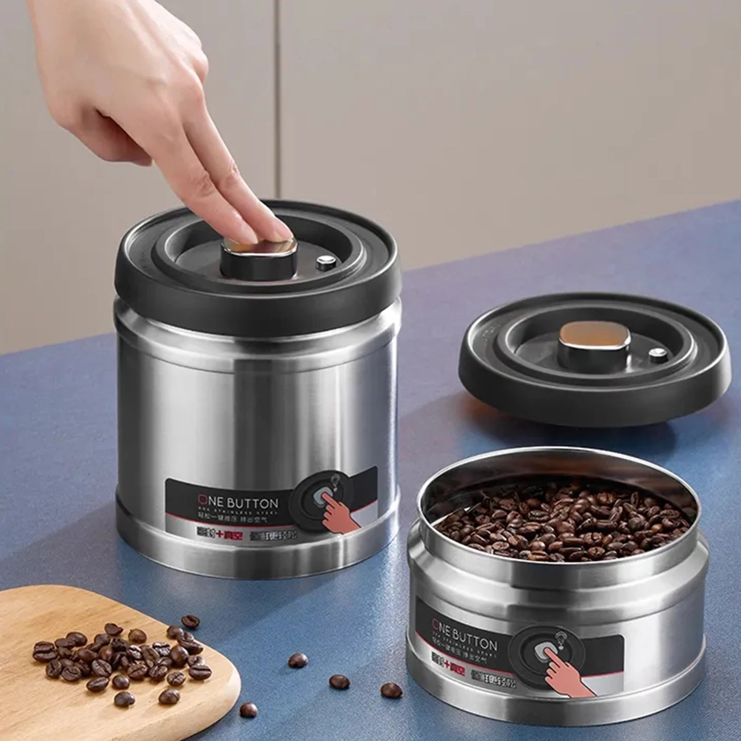 304 Stainless Steel Vacuum Sealed Coffee Bean Canister – 1600ml