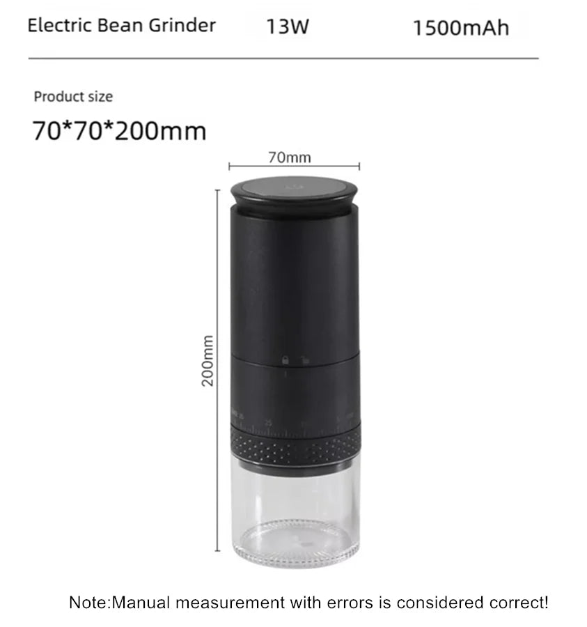 1500mAh Brewin Portable Electric Coffee Grinder with Type-C Charging