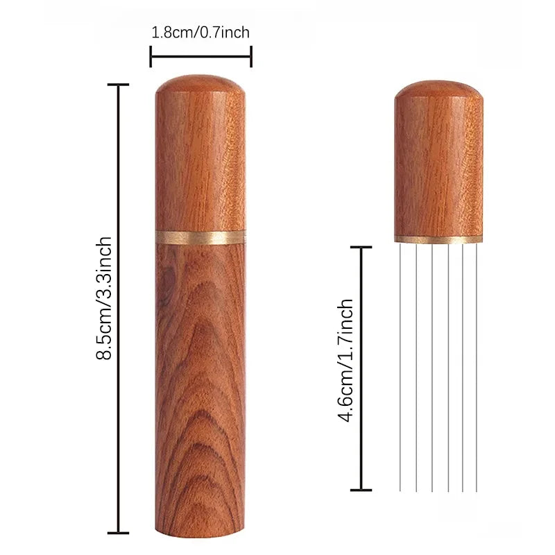 Brewin Needle Distributor – Stainless Steel & Solid Wood Coffee Tamper WDT Tool for Espresso